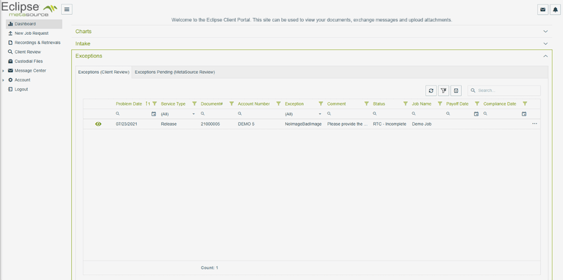 Screenshot of Eclipse's exceptions page